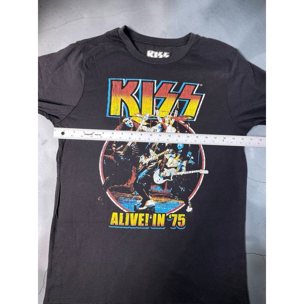 KISS Alive In ‘75 Retro Graphic Band T-Shirt Black Men’s Size M Rock Tee - Picture 4 of 6